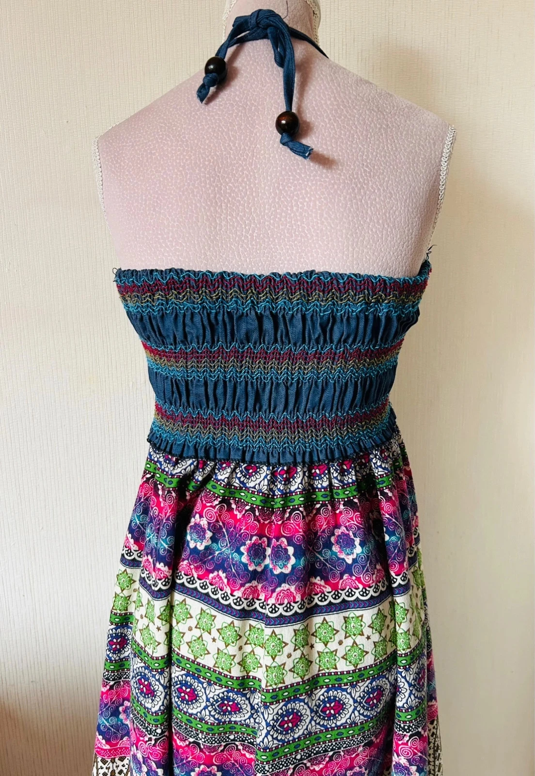 🩵🌿Jupe robe 2-in-1 Boheemse Ambachtelijke Vintage Folk Handgemaakte Etnische Hippy Rok Jurk 36/38🌿💜 – photo 19